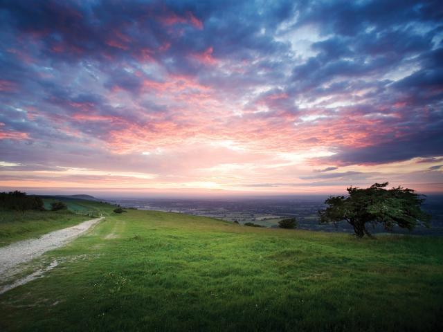Sun Setting Over the South Downs, Sussex, England