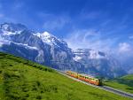 Train Near Jungfrau Mountain, Bernese Oberland, Switzerland
