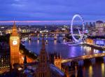 Houses of Parliament and the London Eye Seen from Victoria Tower London England