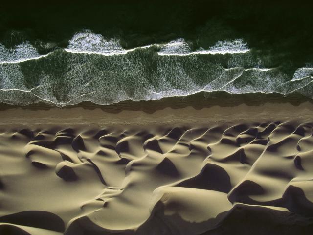 Where the Ocean Meets the Sand Aerial View of the Pacific Coast of Southern Peru