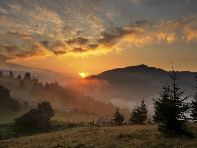 Dzembronya Area at Sunset, Ukraine