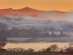 Llangorse Lake and Llangasty Church Brecon Beacons Powys Wales