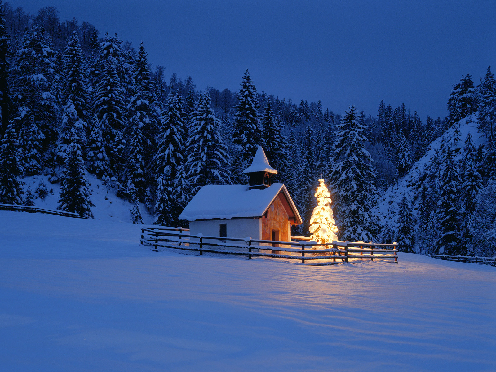 Chapel and Christmas Tree Elmau Bavaria Germany
