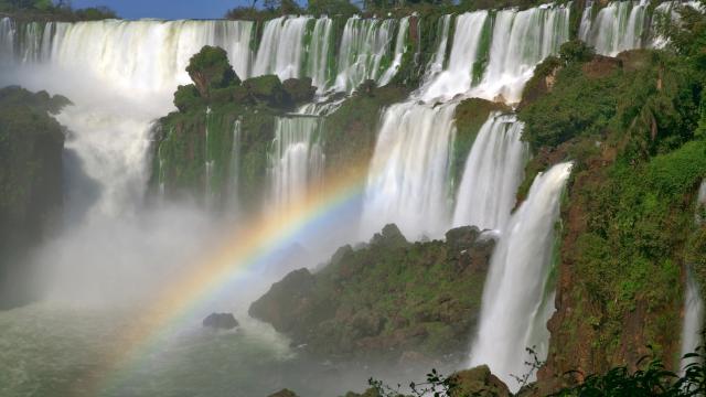 Rainbow Over the Iguazu River Brazil-Argentina Border