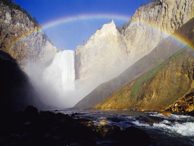 Rainbow Over the Lower Falls Yellowstone National Park Wyoming