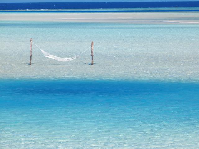 Hammock Hanging in Shallow Water, Maldives, Indian Ocean