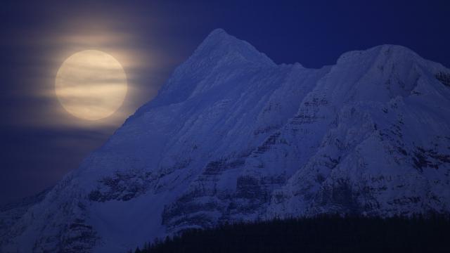 Full Moon Over Mount Jackson, Glacier National Park, Montana
